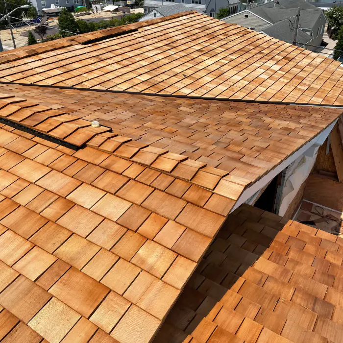close up of a cedar shake roof atco nj